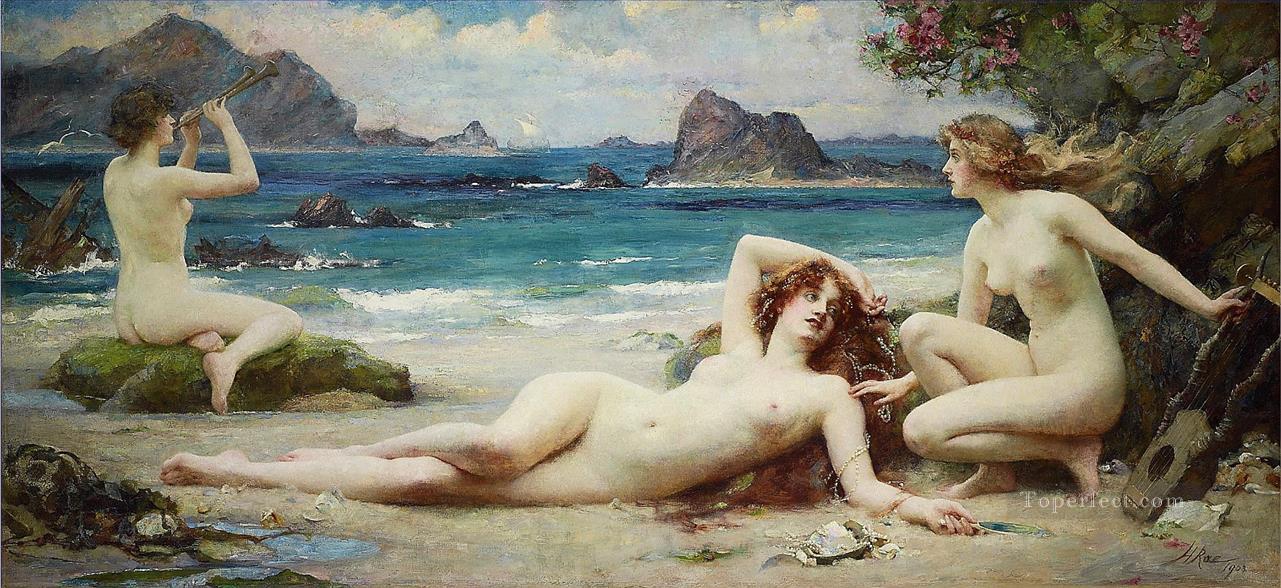 The Sirens Henrietta Rae Classical Nude Oil Paintings